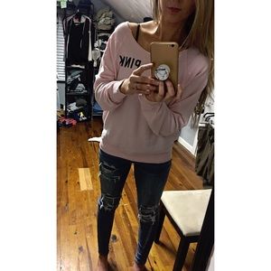 VS Pink Slouchy Shoulder Sweatshirt